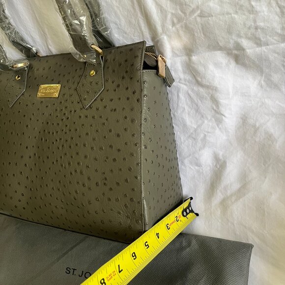 Authentic ST JOHN Pebble Ostrich Leather Satchel - Picture 10 of 13